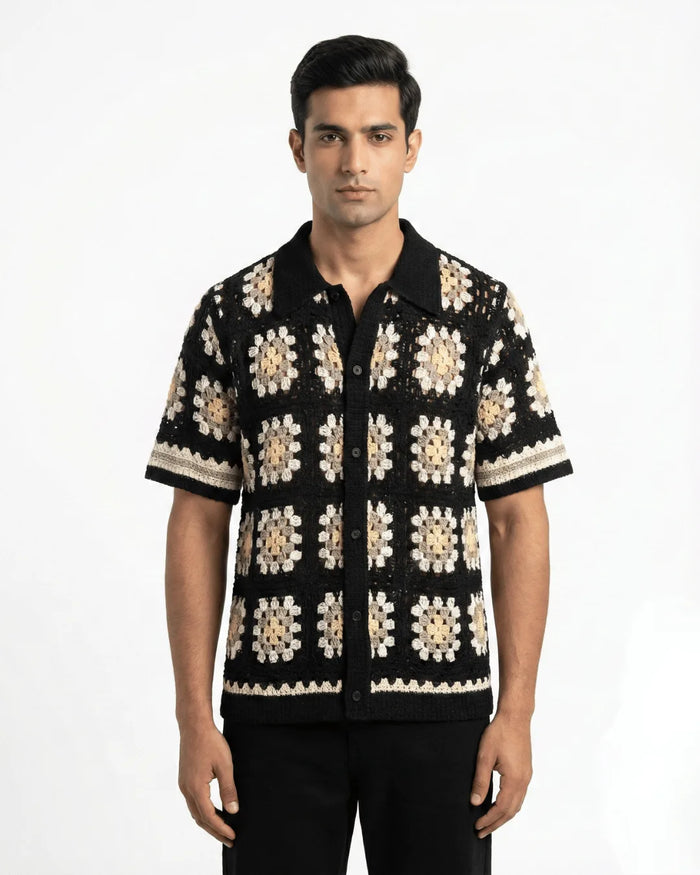 Knit Short Sleeve Shirt - Black