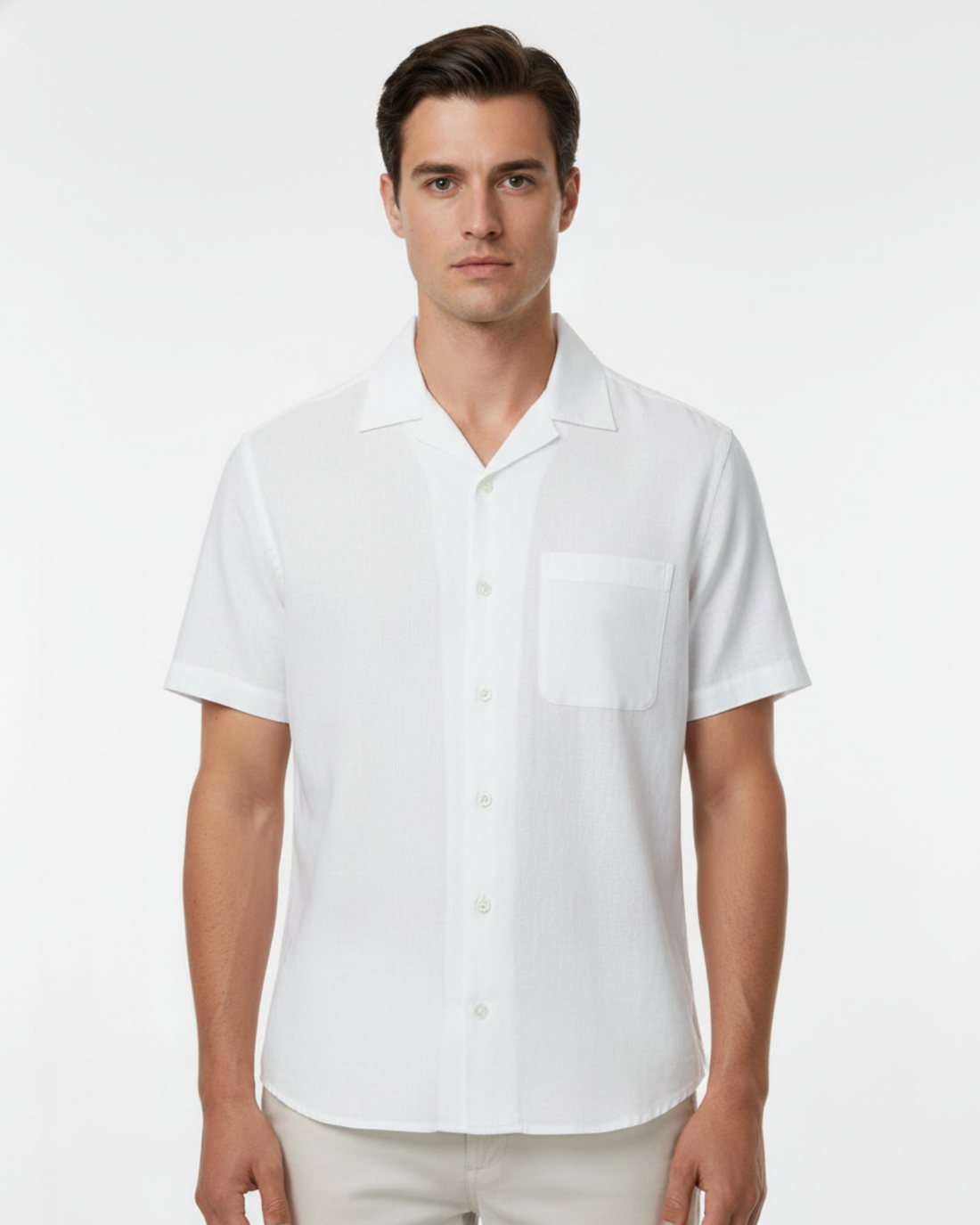 LINEN SHORT SLEEVE PLAIN SHIRTS