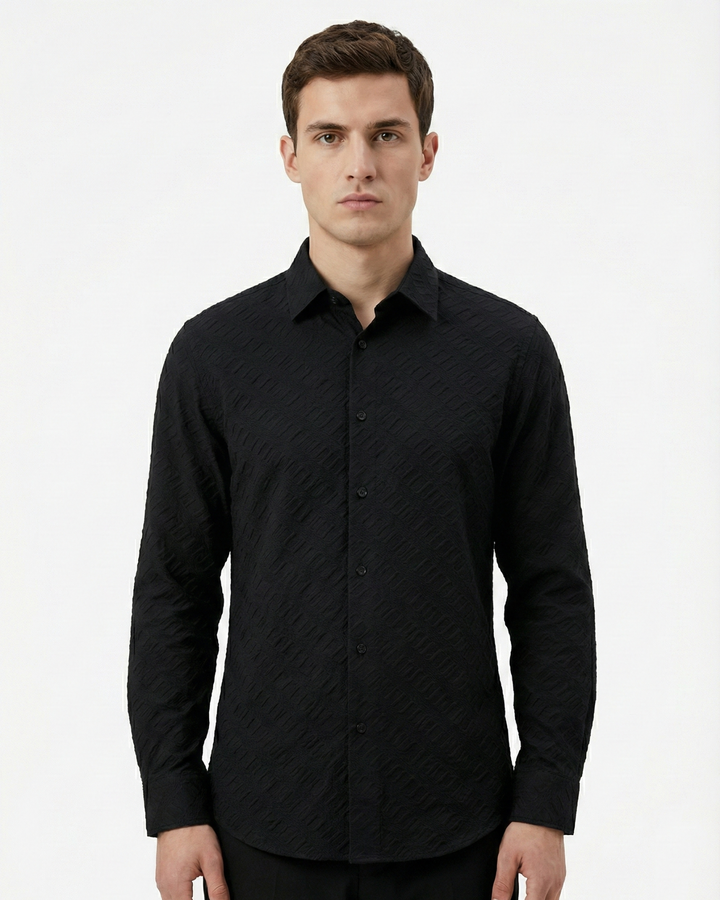 LUXURY JACQUARD FABRIC LS SHIRT
