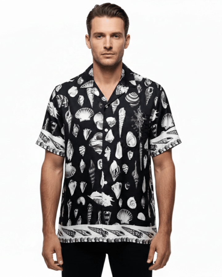 Printed Short Sleeve Shirt - Black