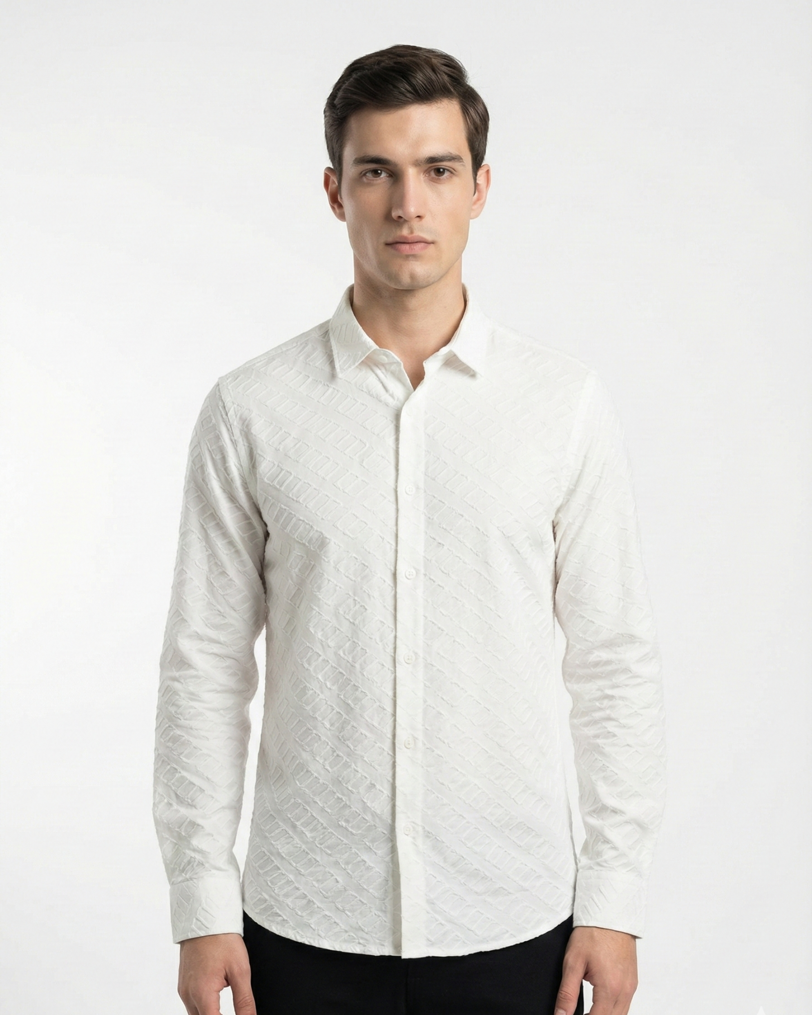 LUXURY JACQUARD FABRIC LS SHIRT