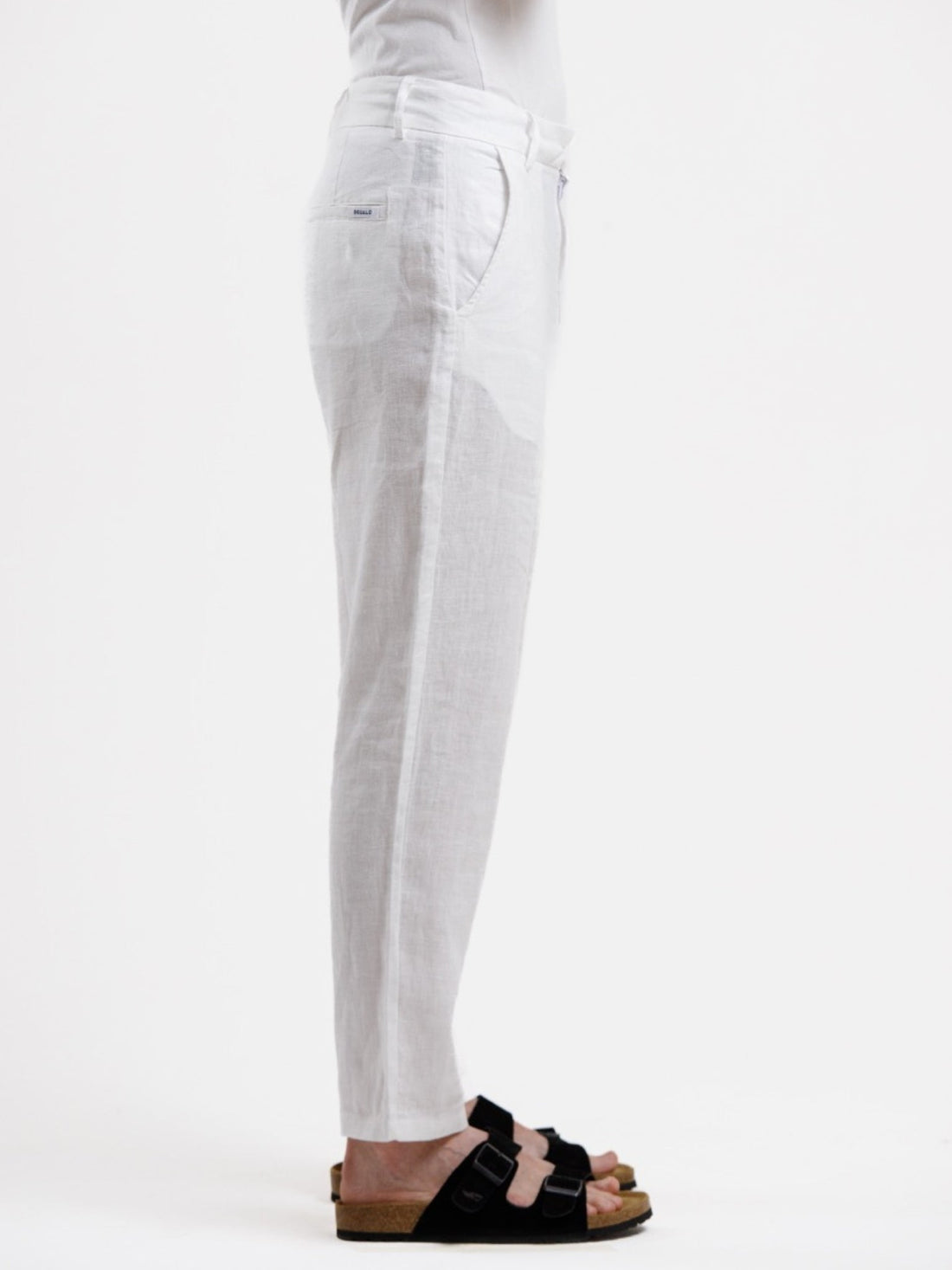 100% Linen Regular Fit Trousers - White