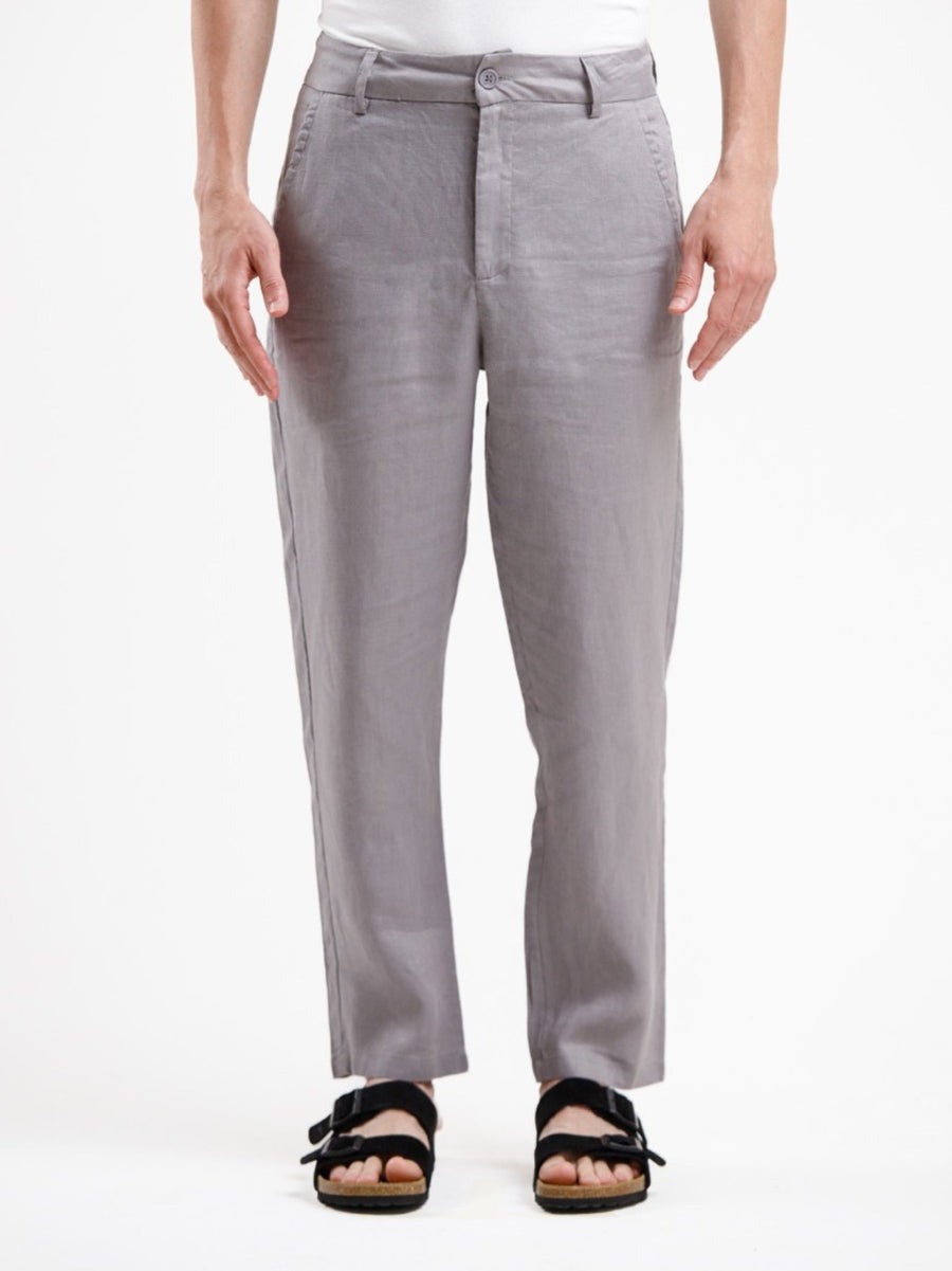 Linen Regular Fit Trouser - Grey
