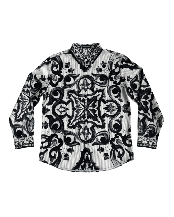 PRINTED LONG SLEEVE SHIRT - BLACK