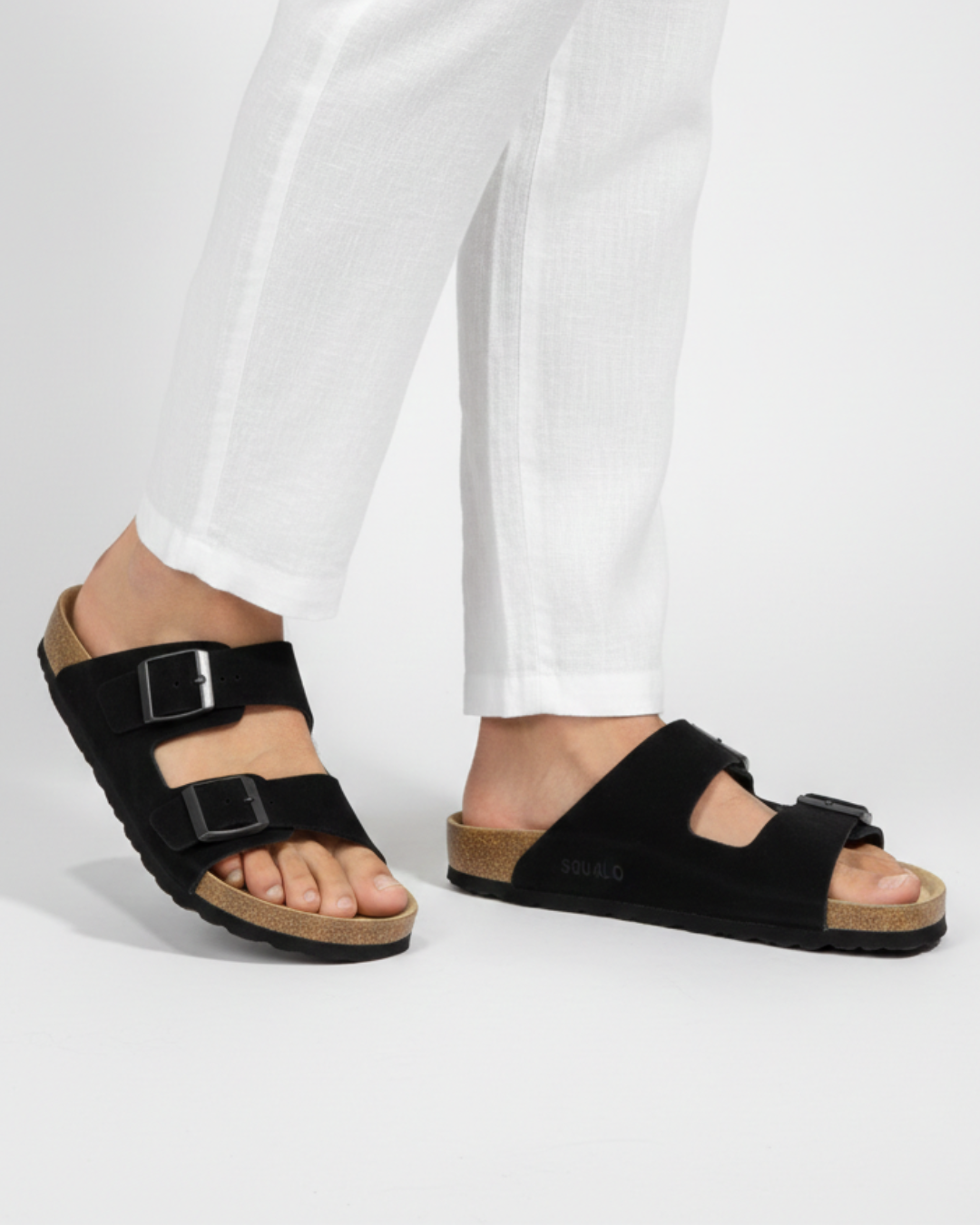 AMALFI DOUBLE STRAP SUEDE LEATHER SANDAL 2.0 - BLACK