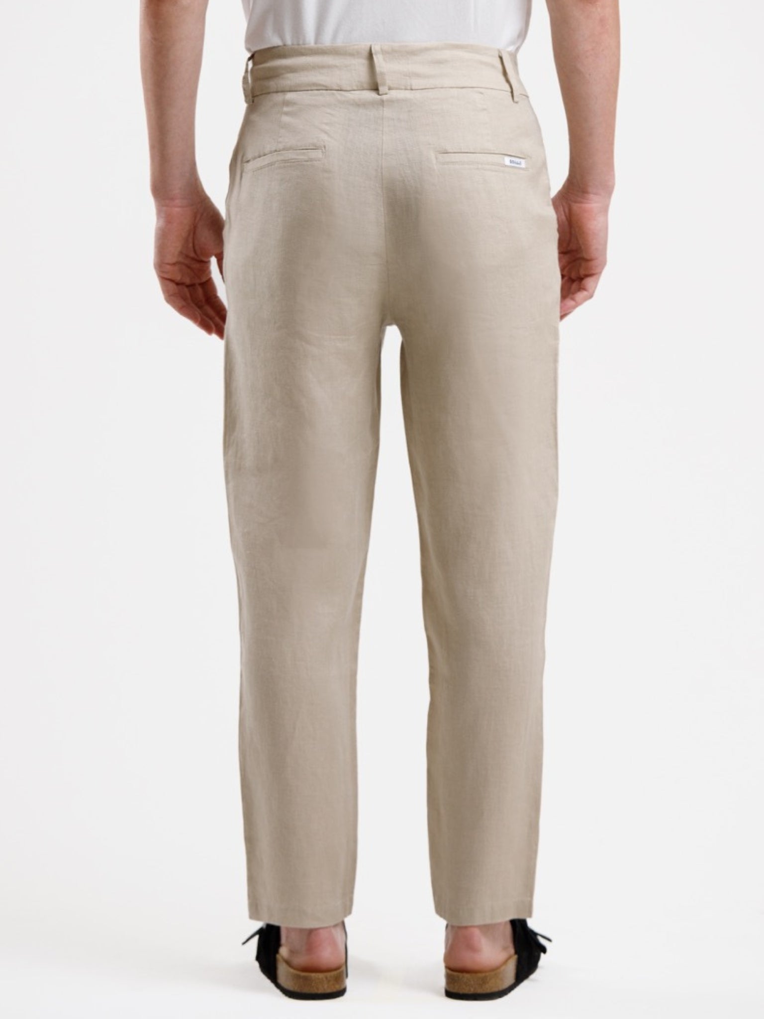 100% Linen Regular Fit Trousers - Beige