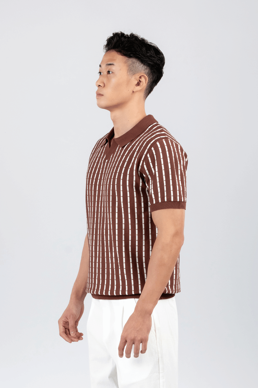 SQUALO STRIPED KNIT POLO TEES