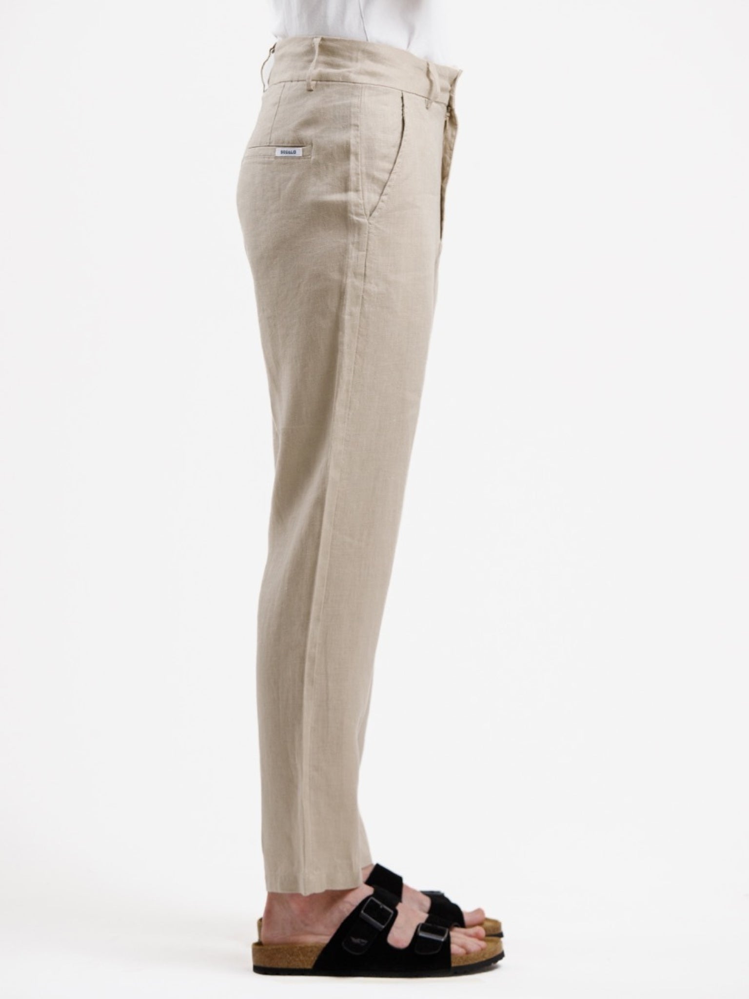 100% Linen Regular Fit Trousers - Beige