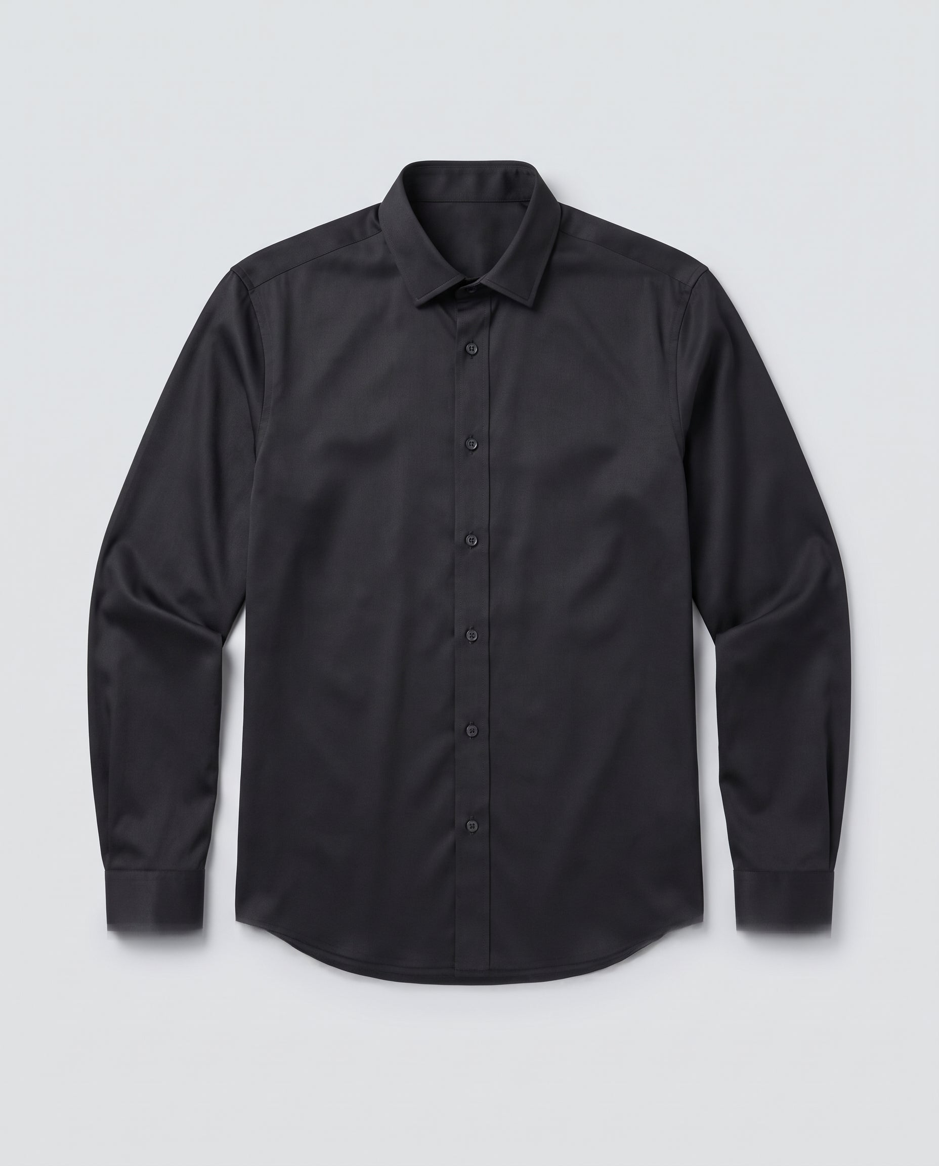 Black Non-Iron Bamboo Satin Shirt