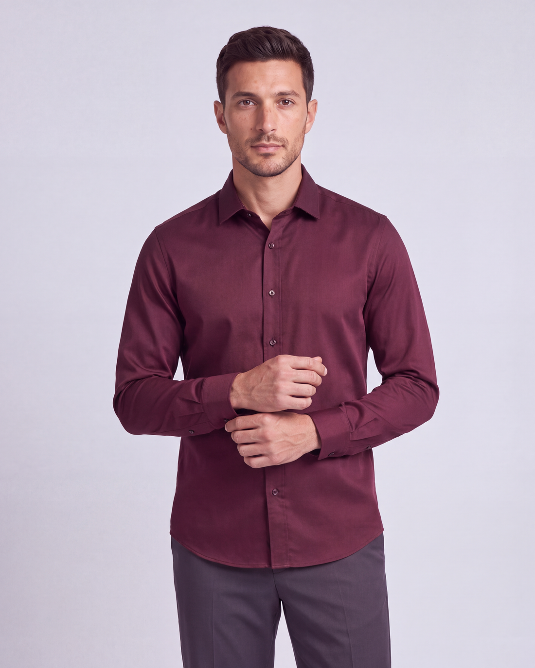 Maroon Non-Iron Bamboo Satin Shirt