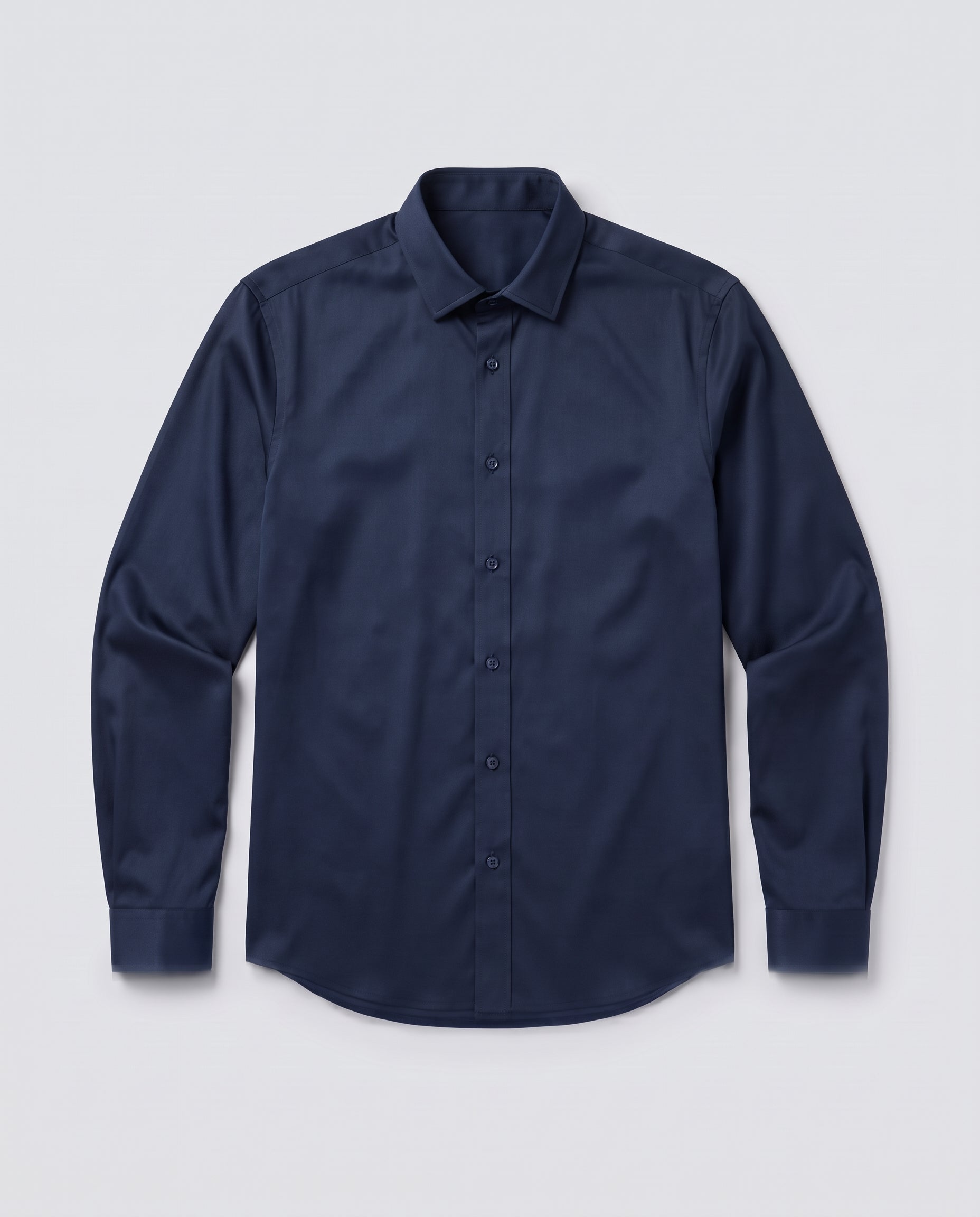 Navy Non-Iron Bamboo Satin Shirt