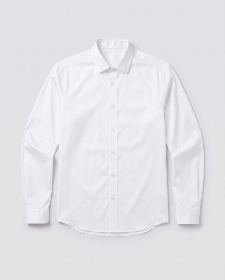 White Non-Iron Bamboo Satin Shirt