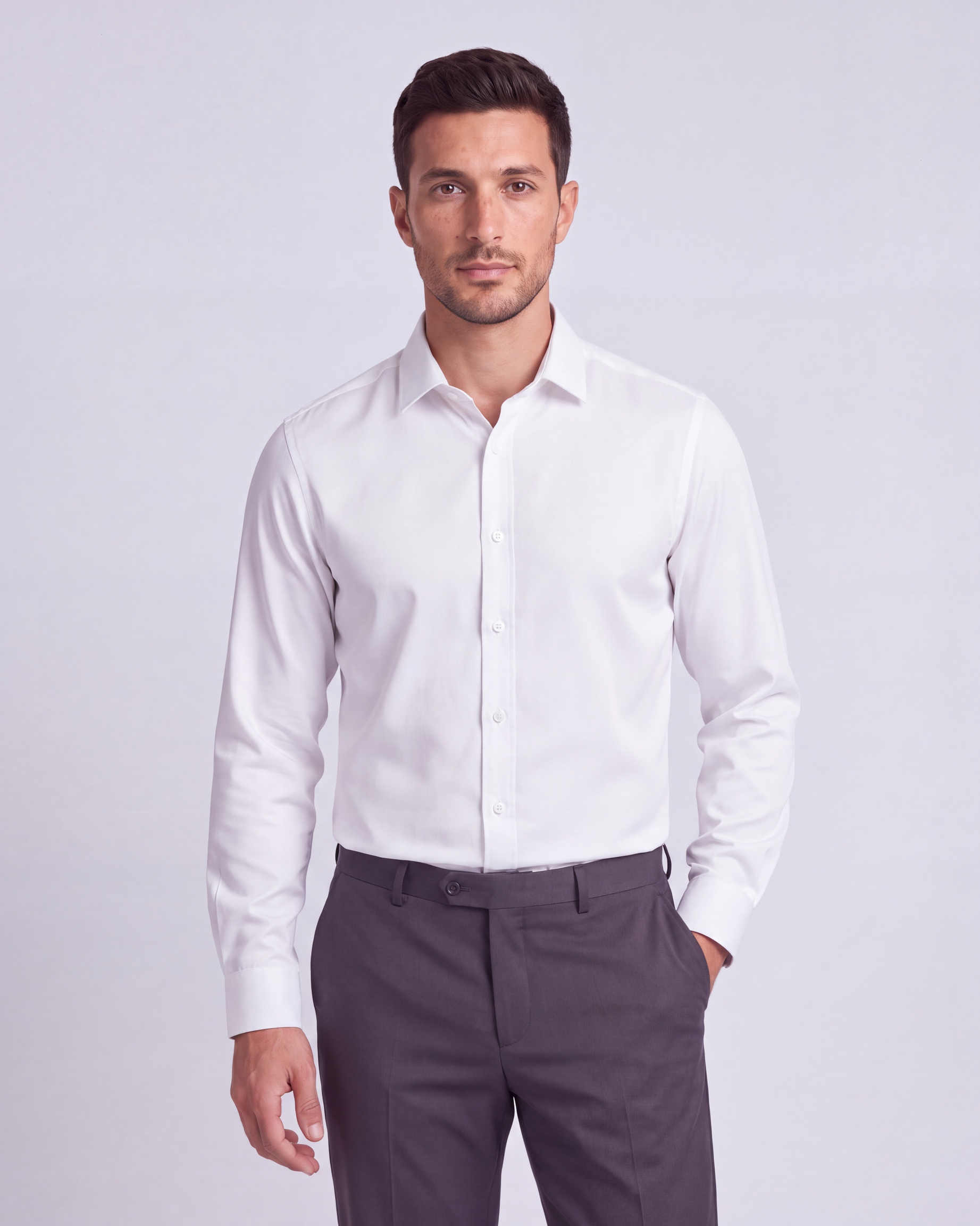 White Non-Iron Bamboo Satin Shirt