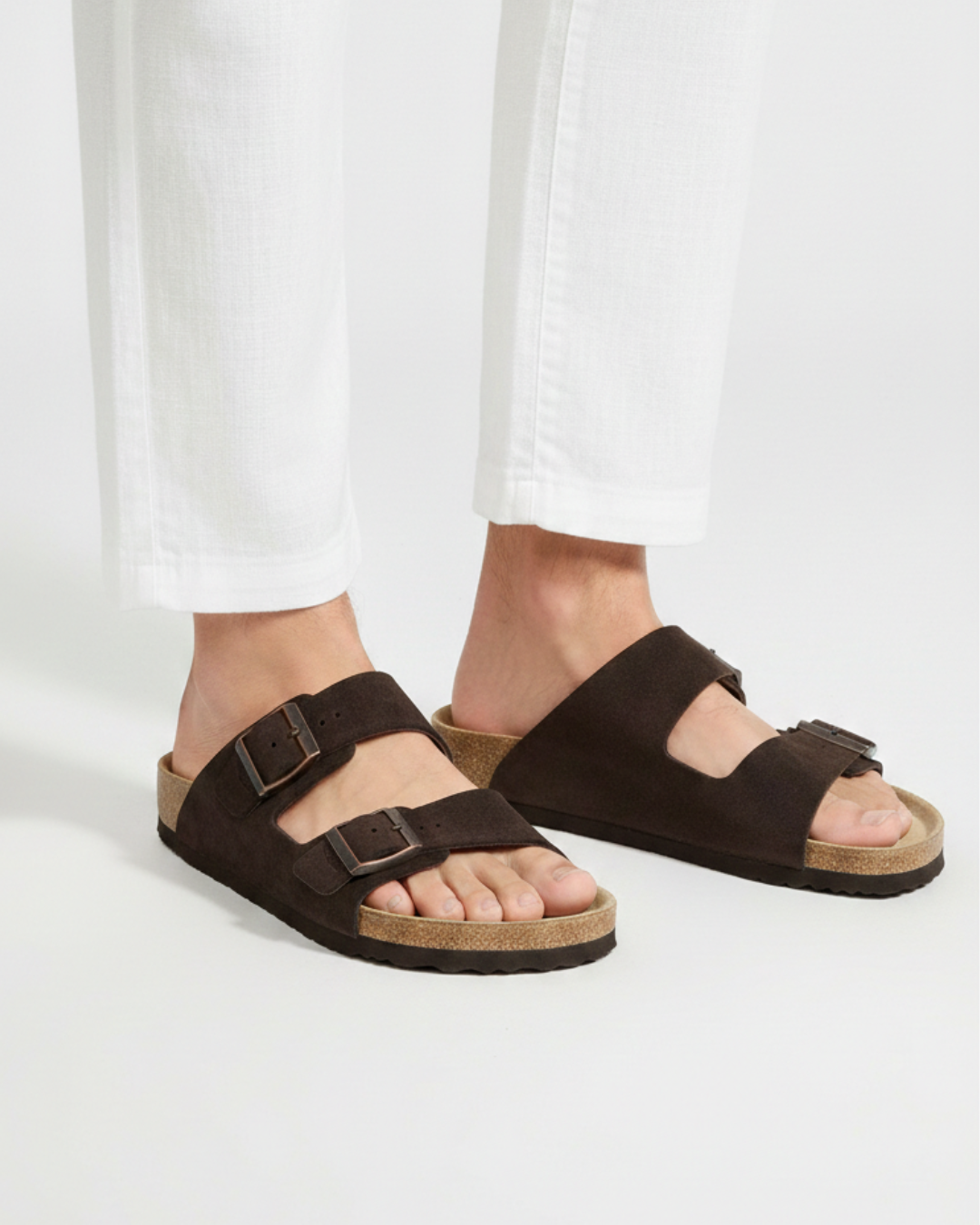 AMALFI DOUBLE STRAP SUEDE LEATHER SANDAL 2.0 - BROWN