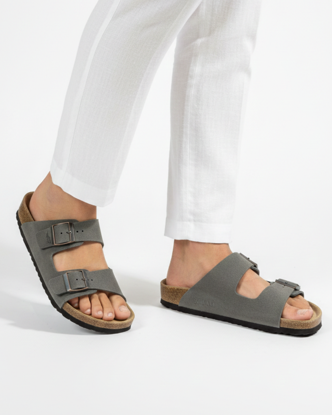 AMALFI DOUBLE STRAP SUEDE LEATHER SANDAL 2.0 - GREY
