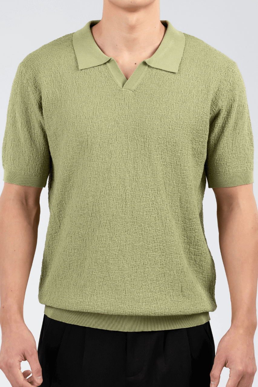 TEXTURED KNIT POLO TEES