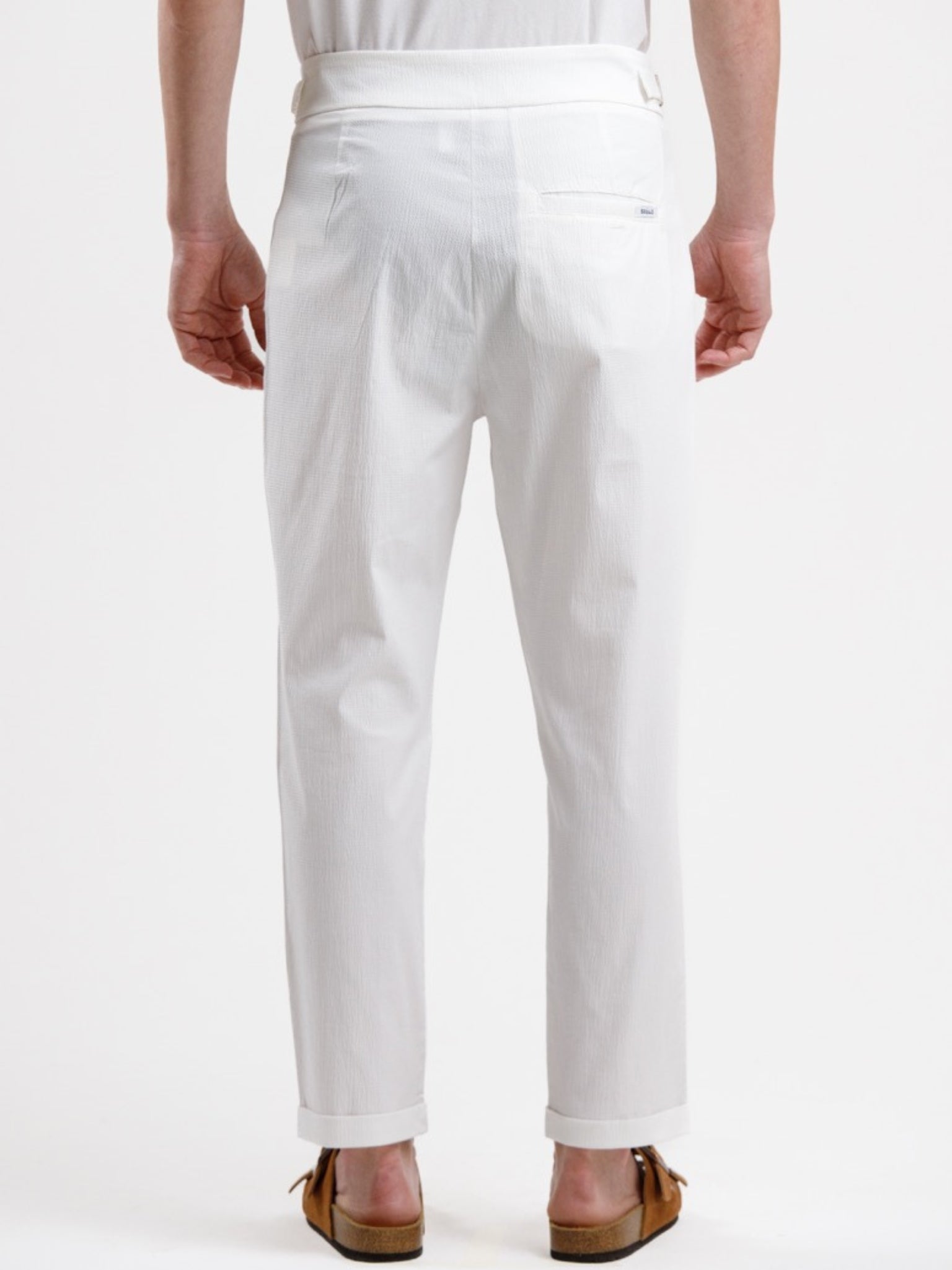 Seersucker Regular Fit Trousers - White