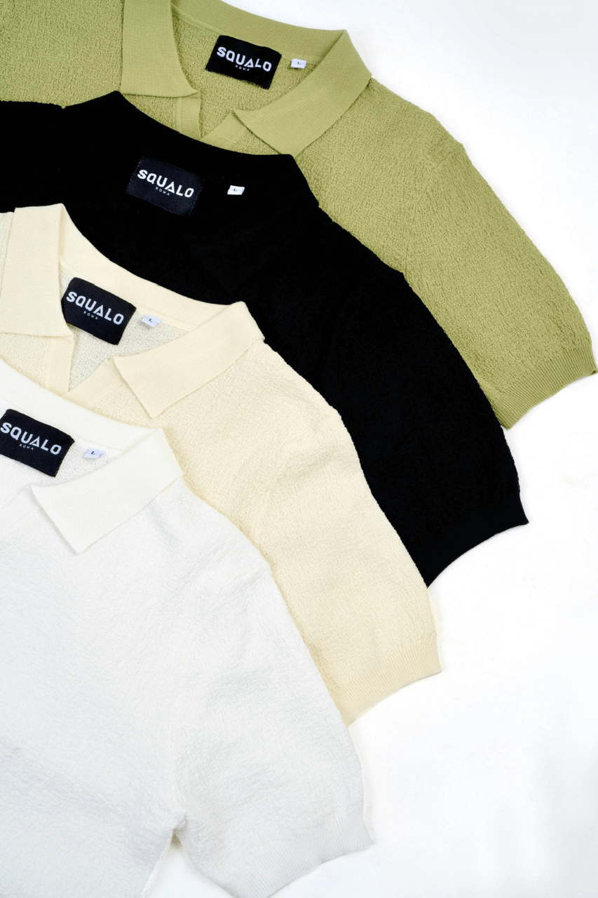 TEXTURED KNIT POLO TEES