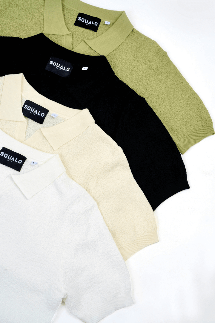 TEXTURED KNIT POLO TEES