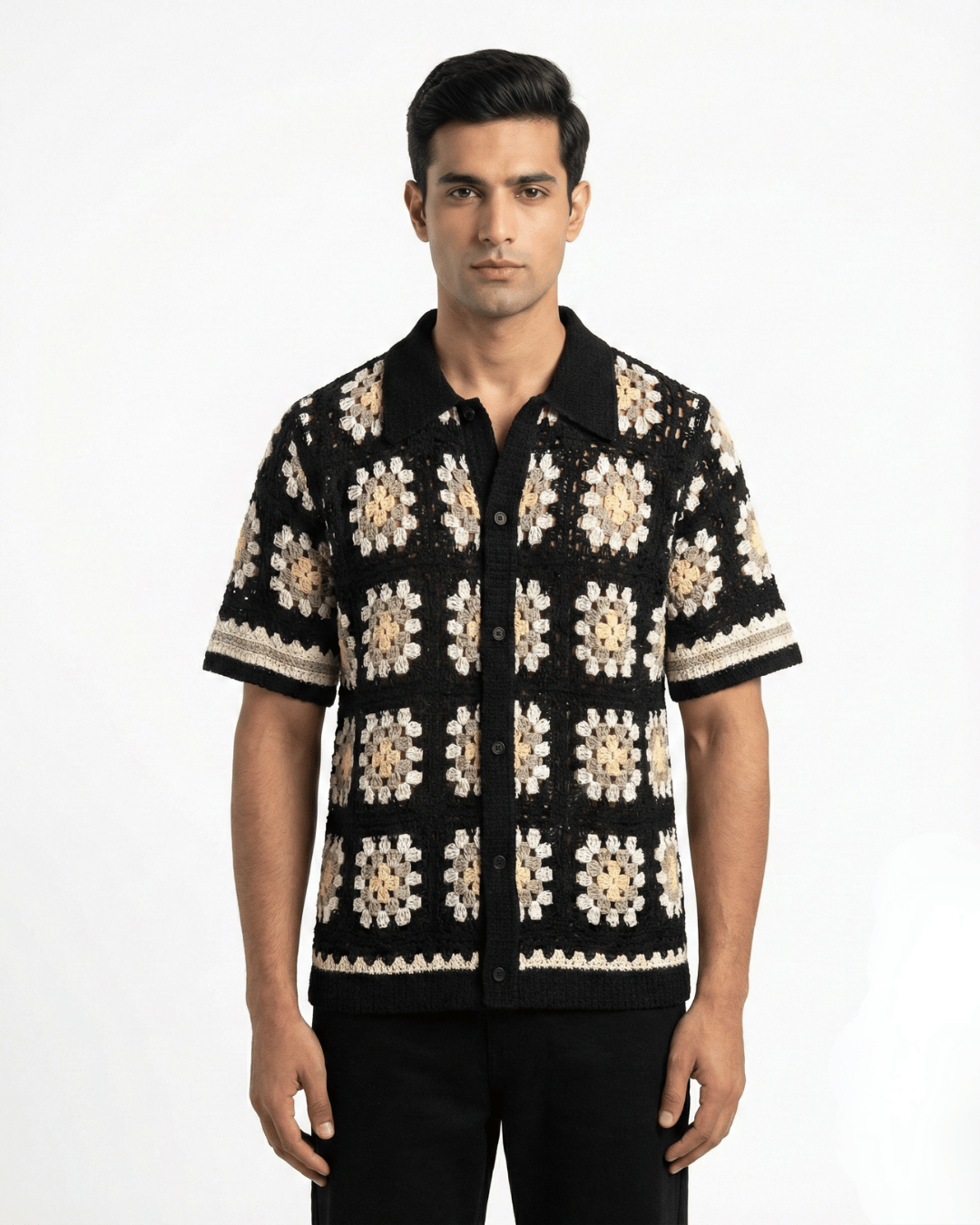 SQUALO KNITTED SS SHIRT 97 - BLACK