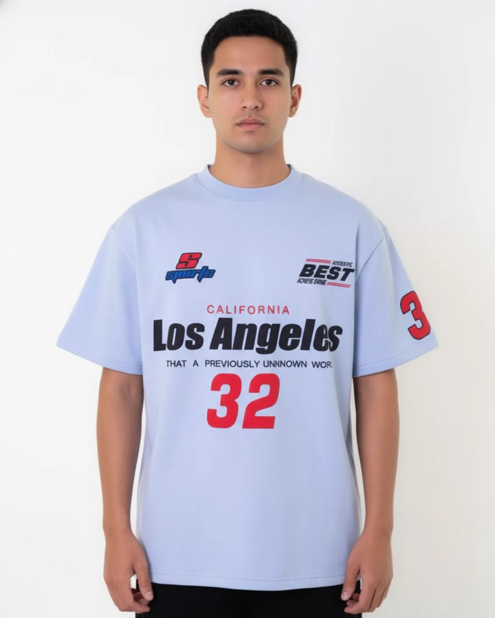 Oversized Graphic Tee - Light Blue