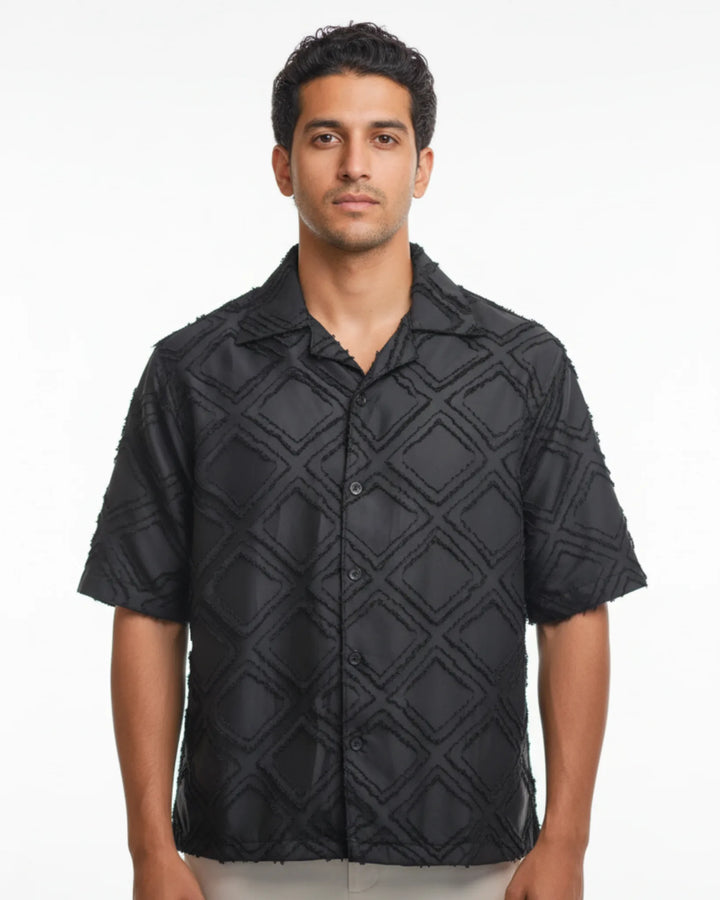 Cuban Collar Textured Shirt
