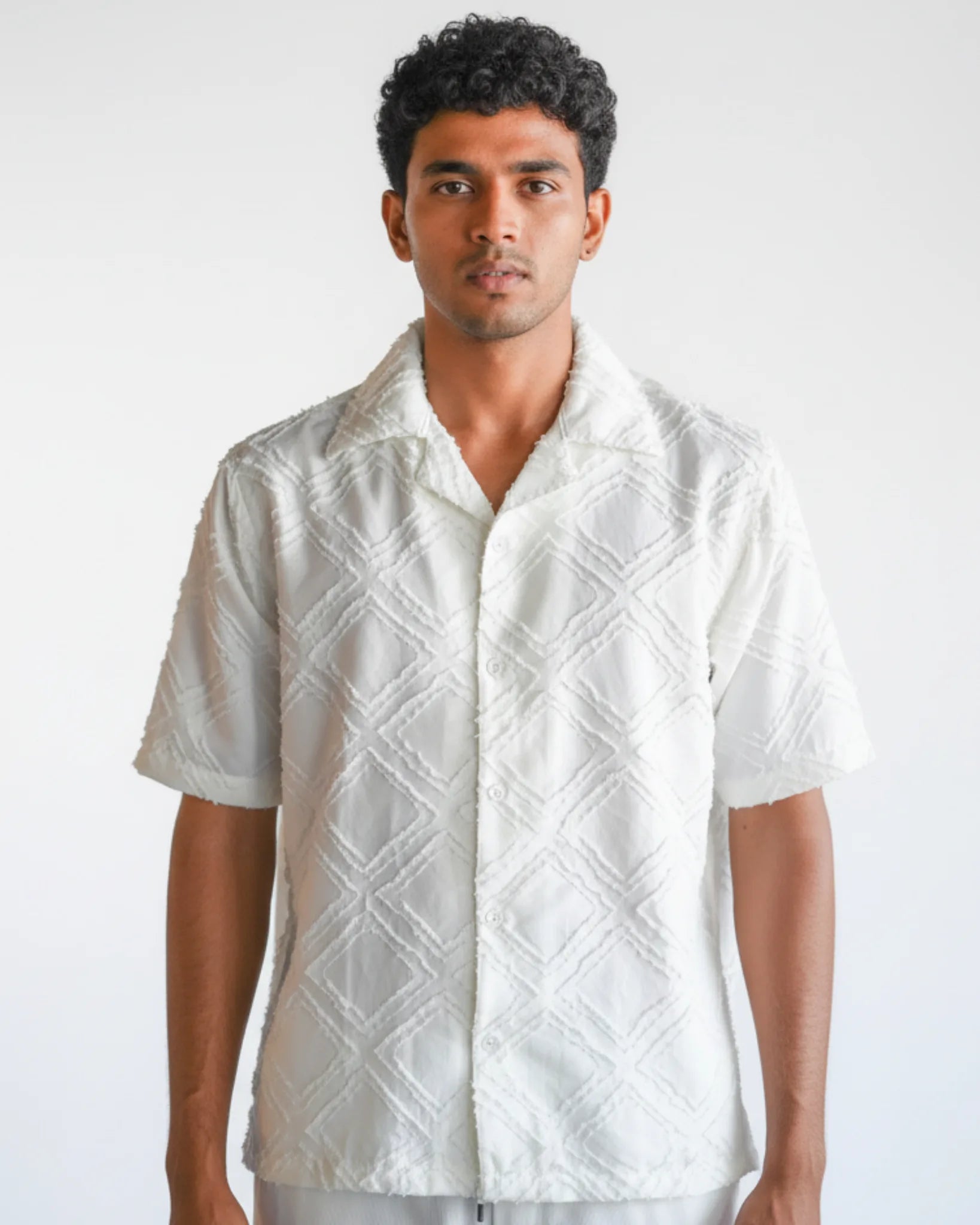 Cuban Collar Textured Shirt