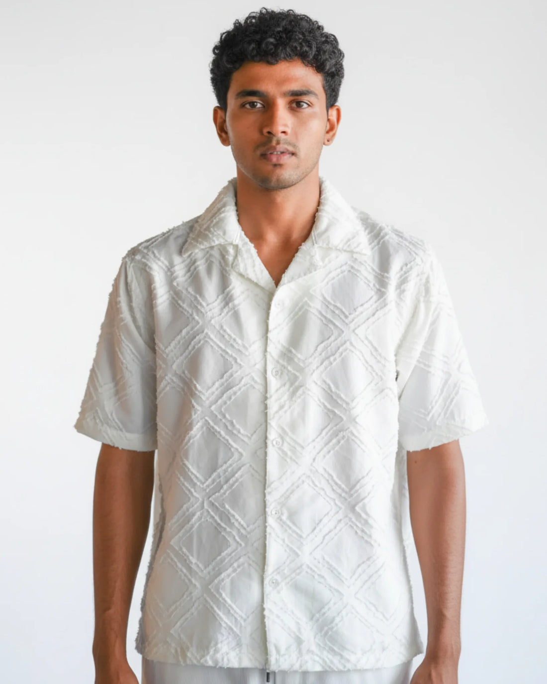 Cuban Collar Textured Shirt