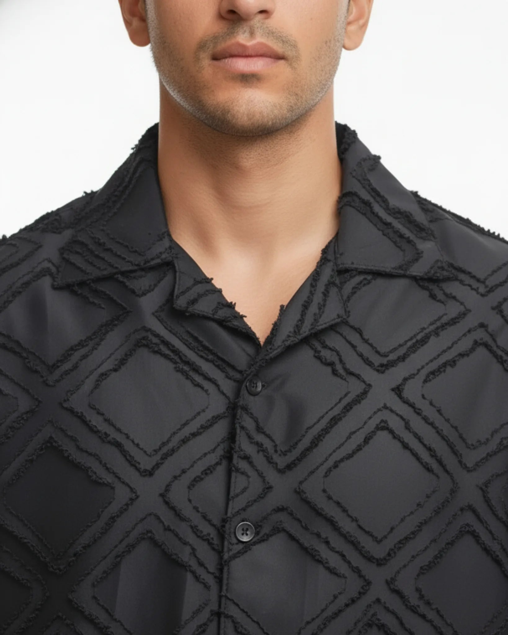 Cuban Collar Textured Shirt