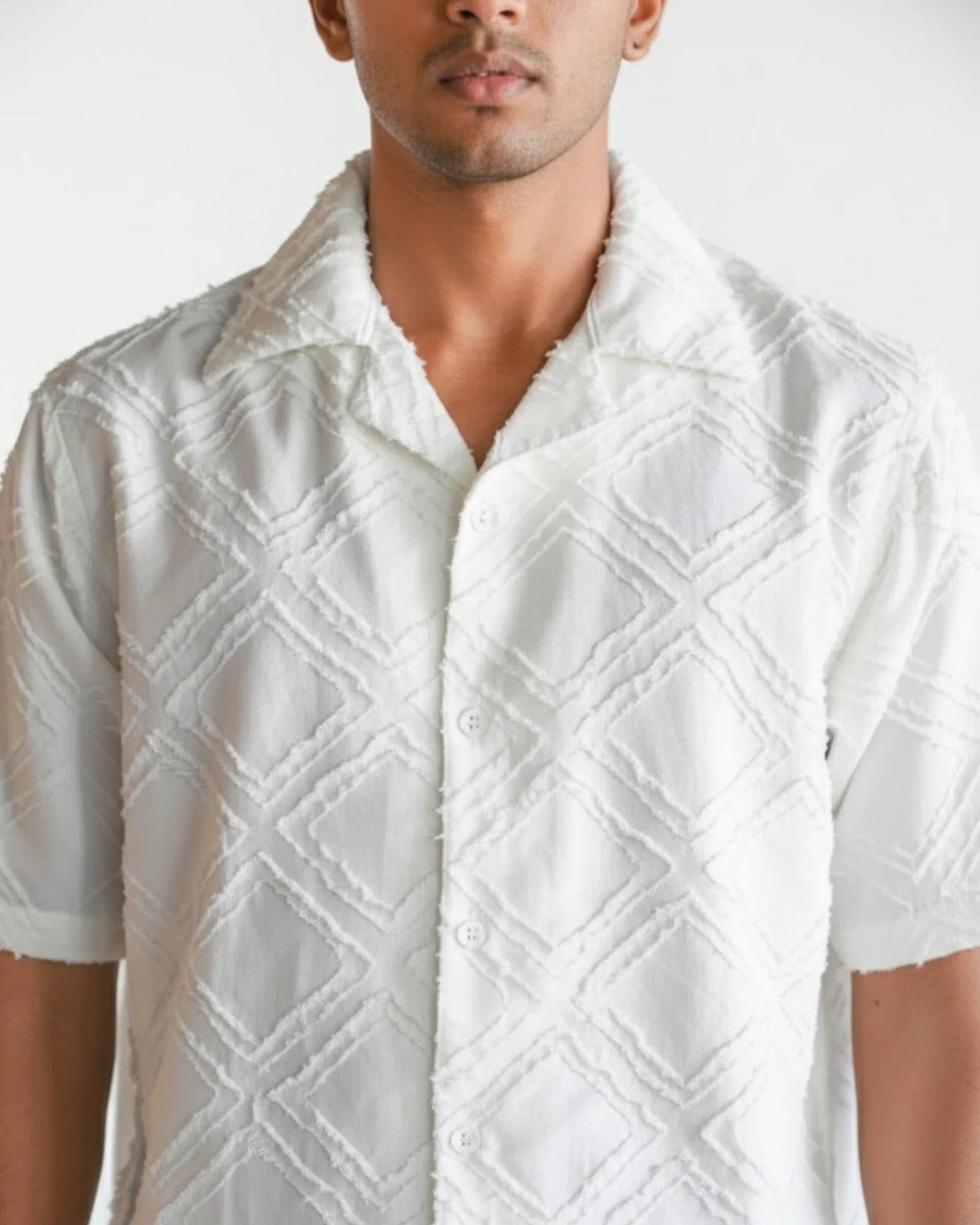 Cuban Collar Textured Shirt