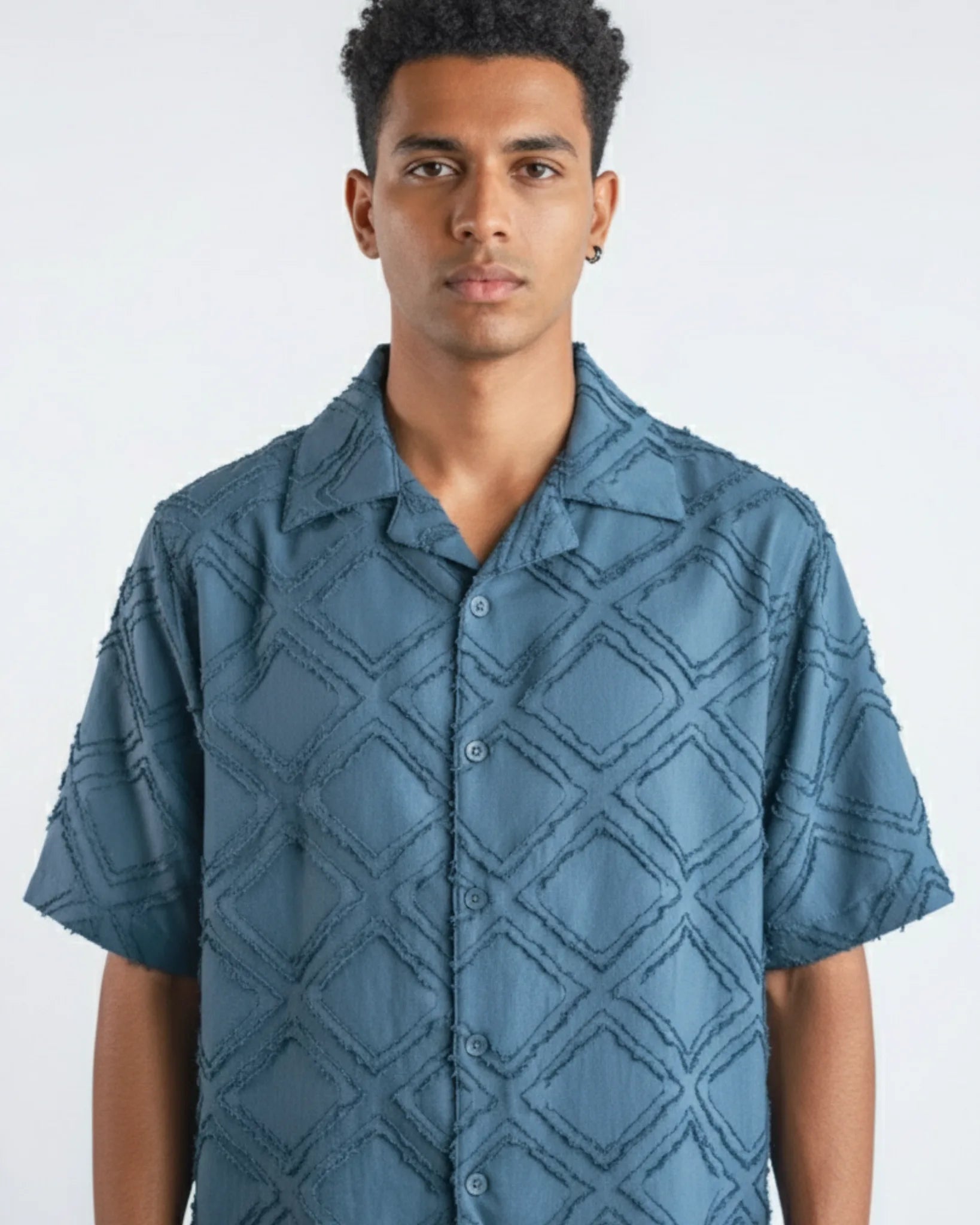 Cuban Collar Textured Shirt