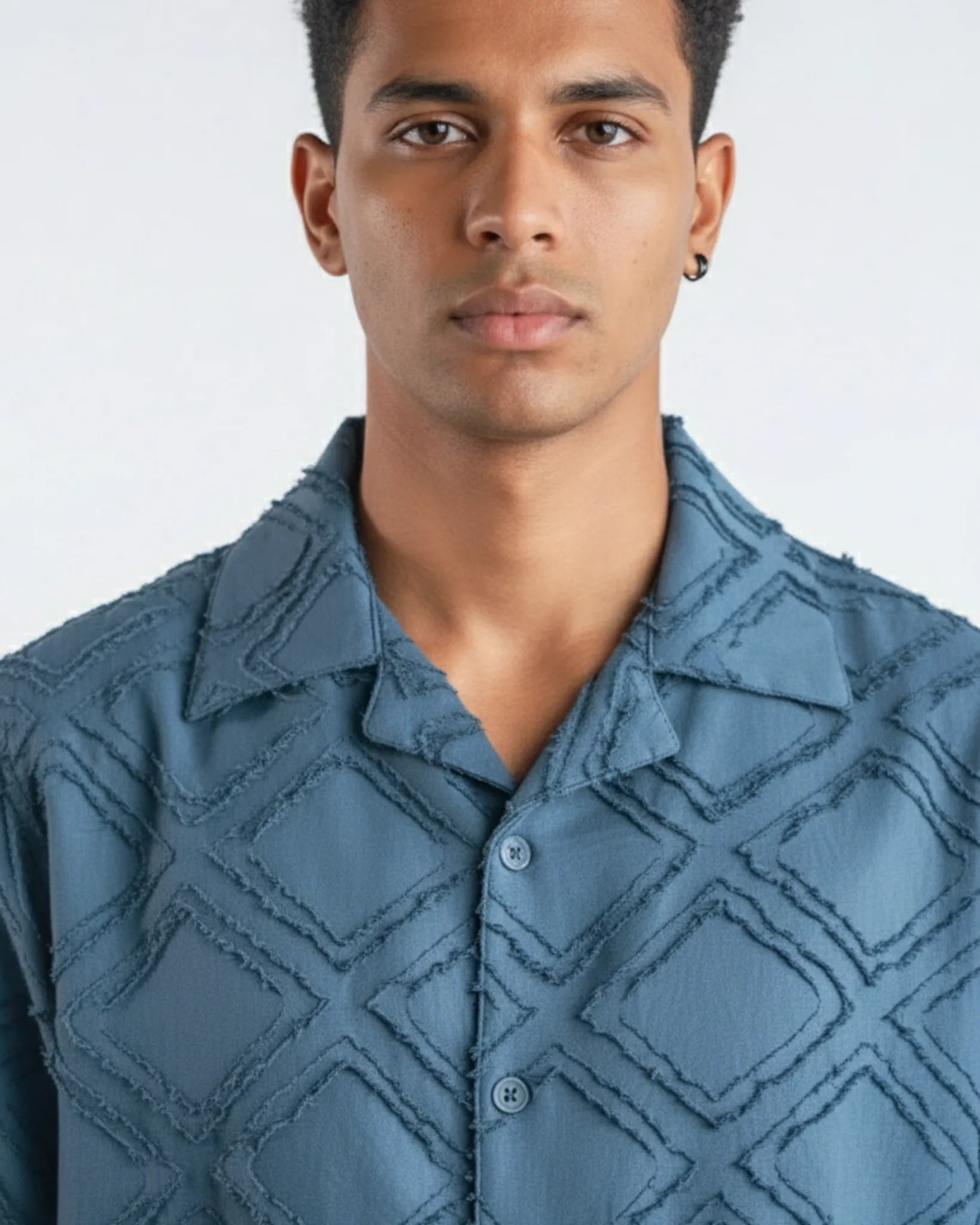 Cuban Collar Textured Shirt