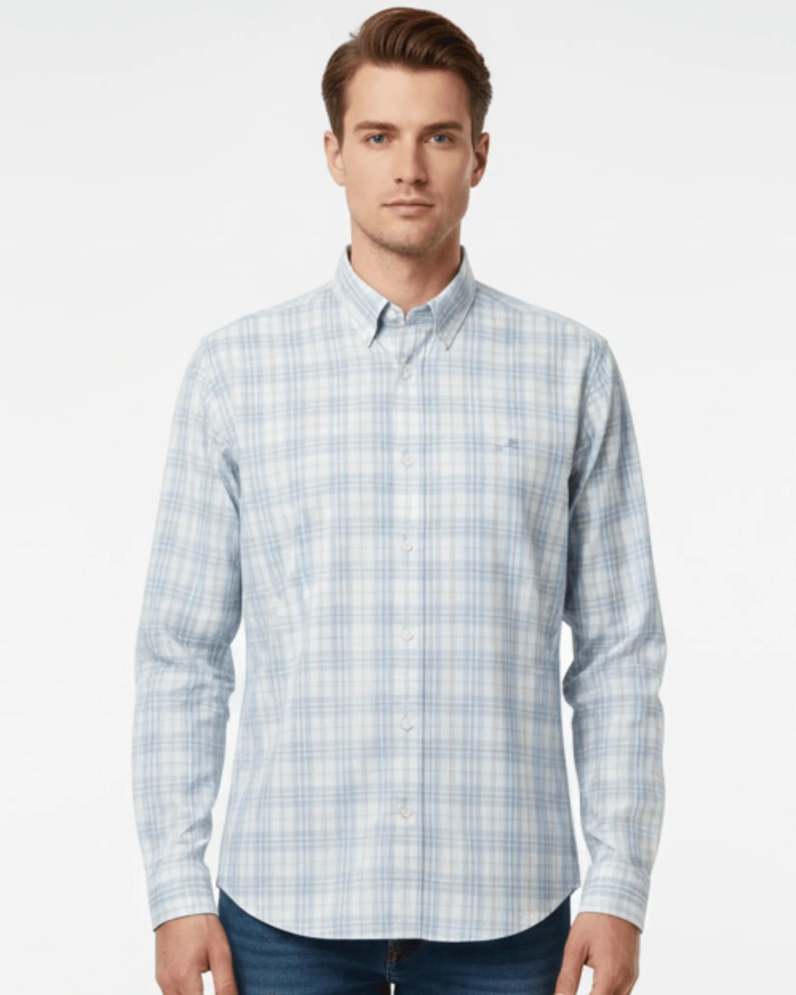 Cotton Check Long Sleeve Shirt
