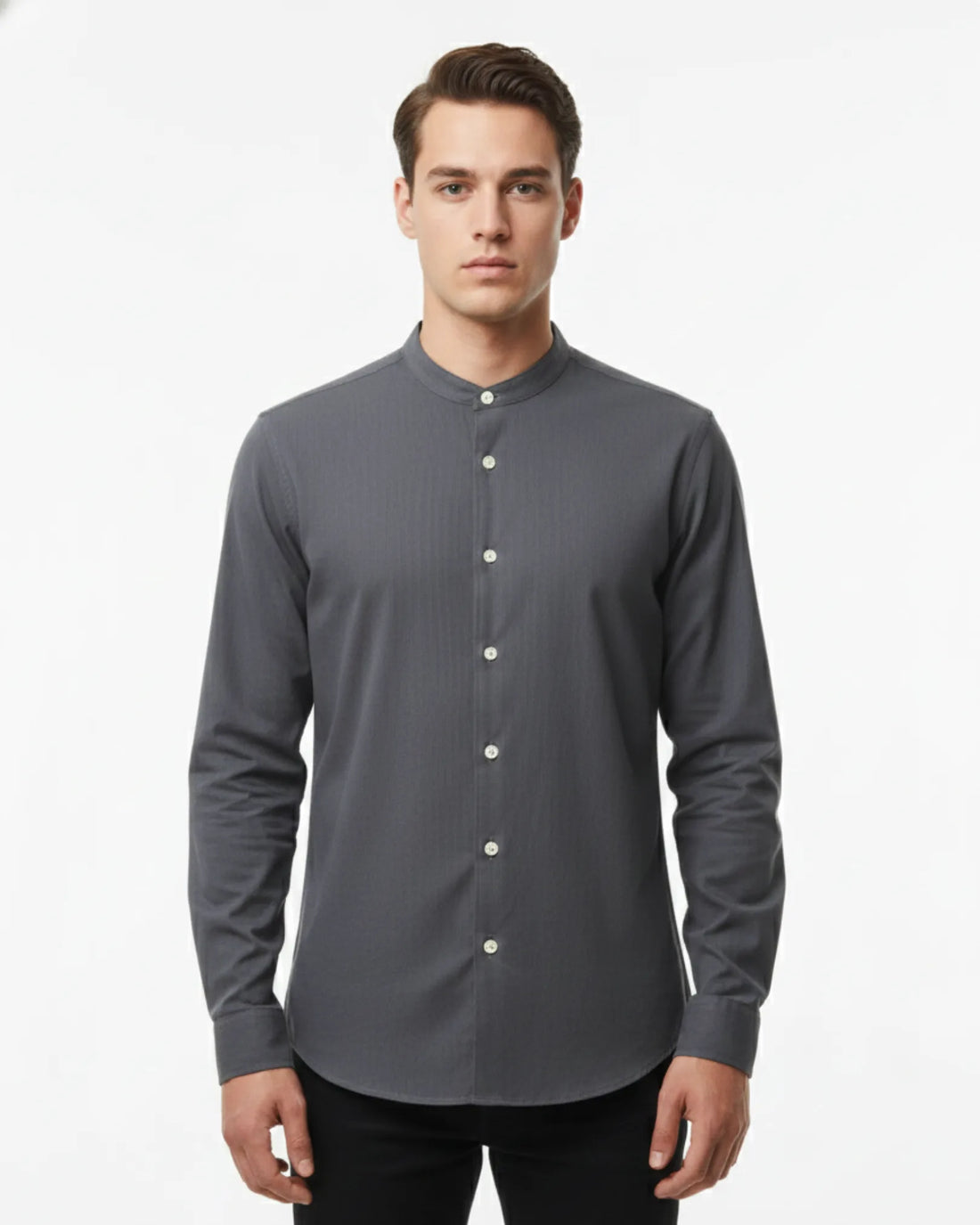 Band Collar Long Sleeve Shirt
