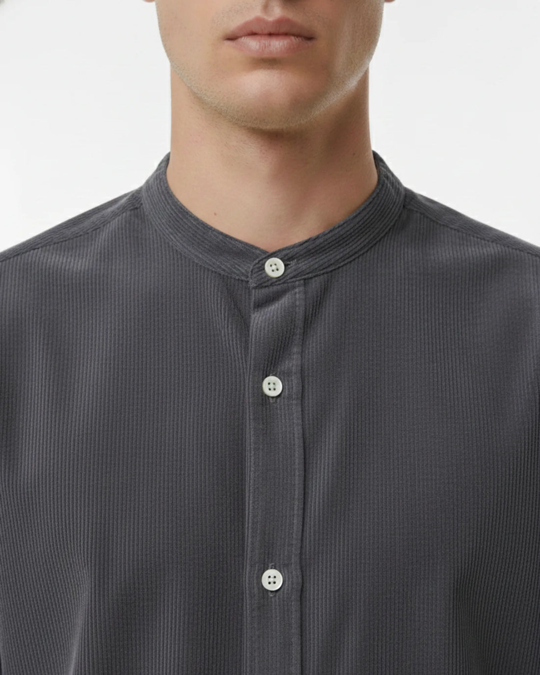 Band Collar Long Sleeve Shirt