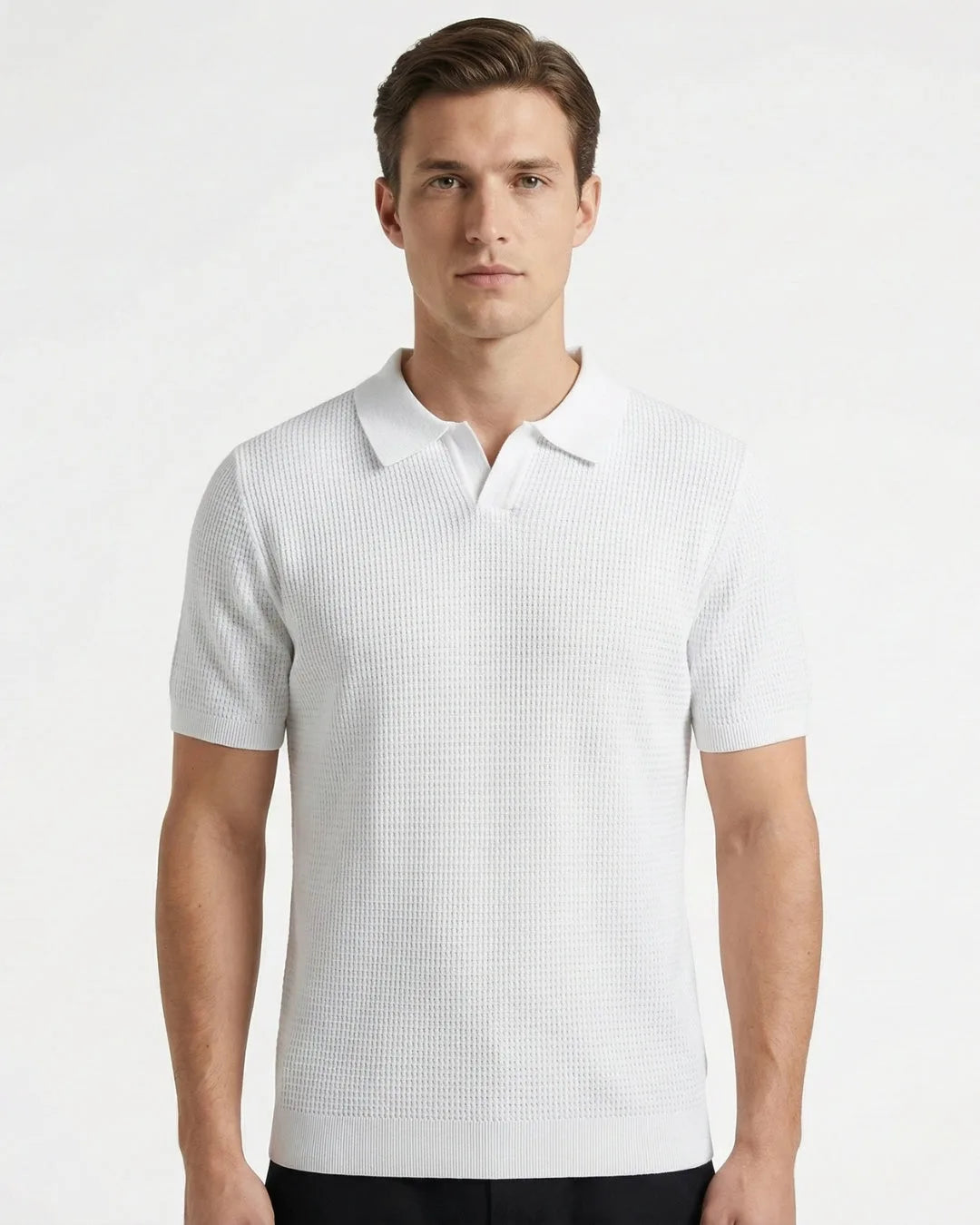 Plain Knit Polo - Black