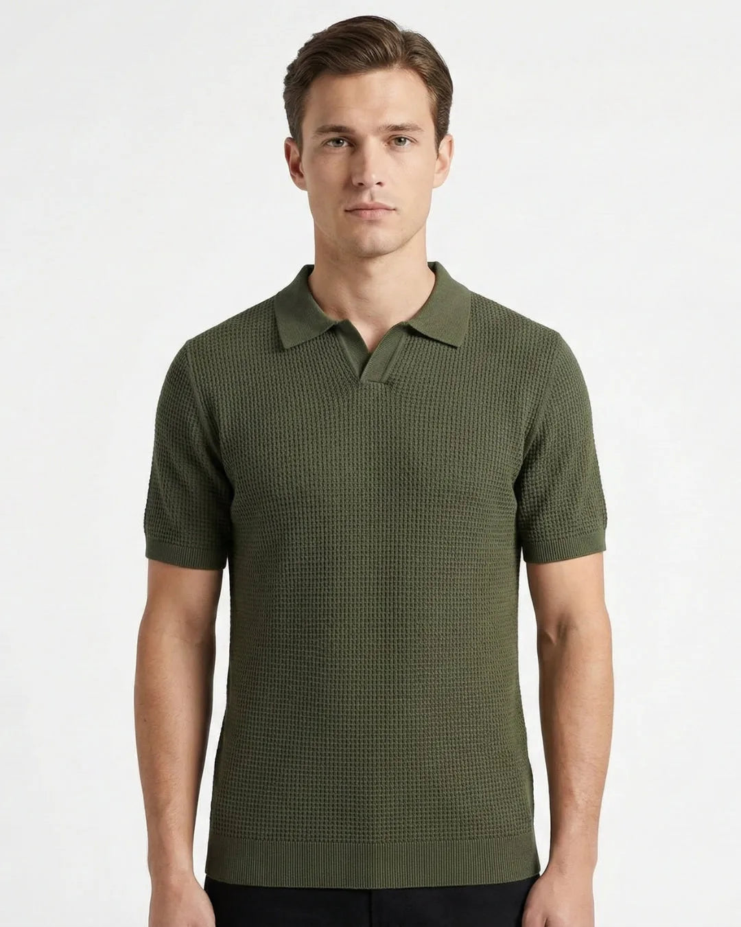 Plain Knit Polo - Black