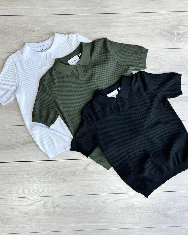 Plain Knit Polo - Black