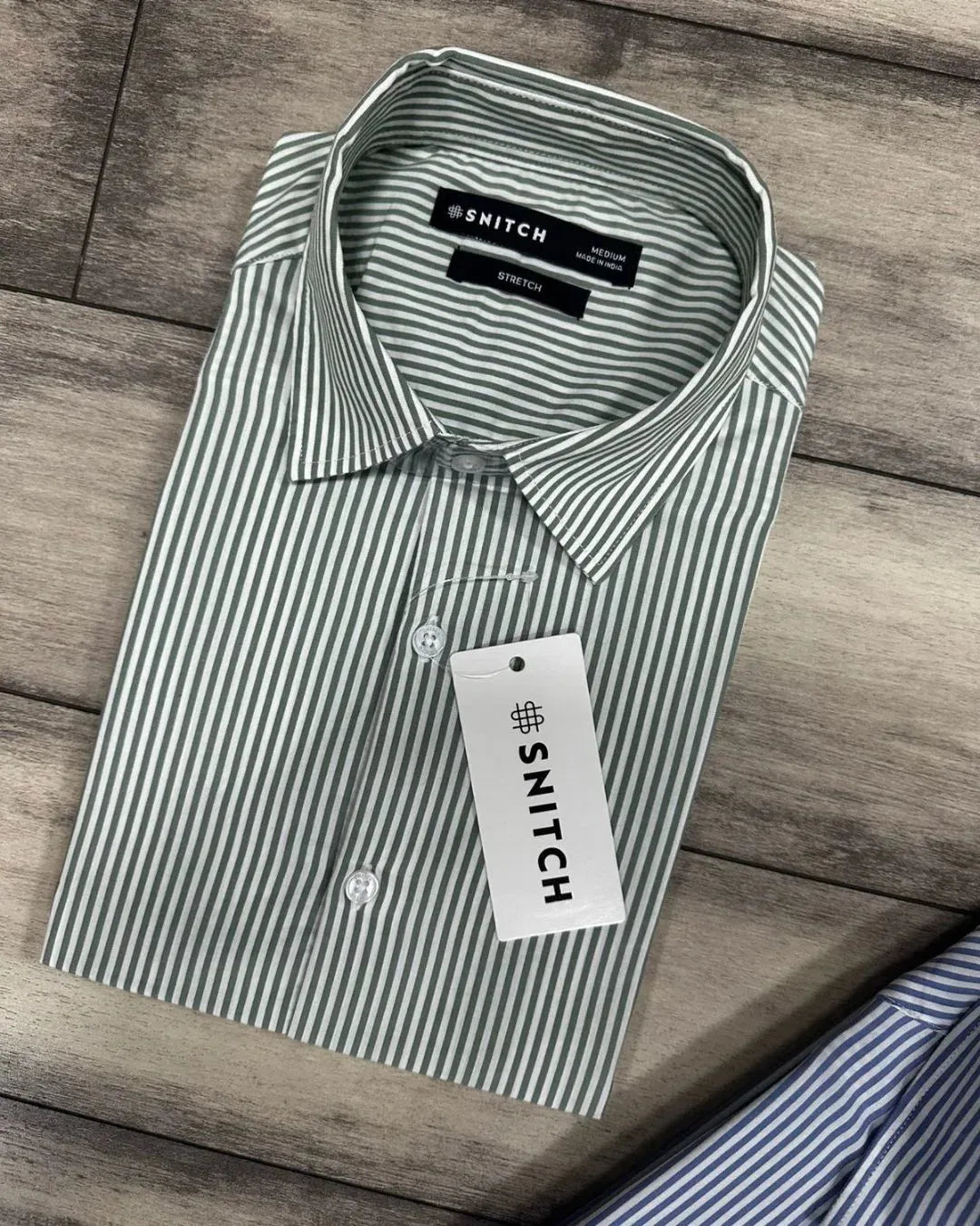 Formal Striped Cotton Blend Long Sleeve Shirt