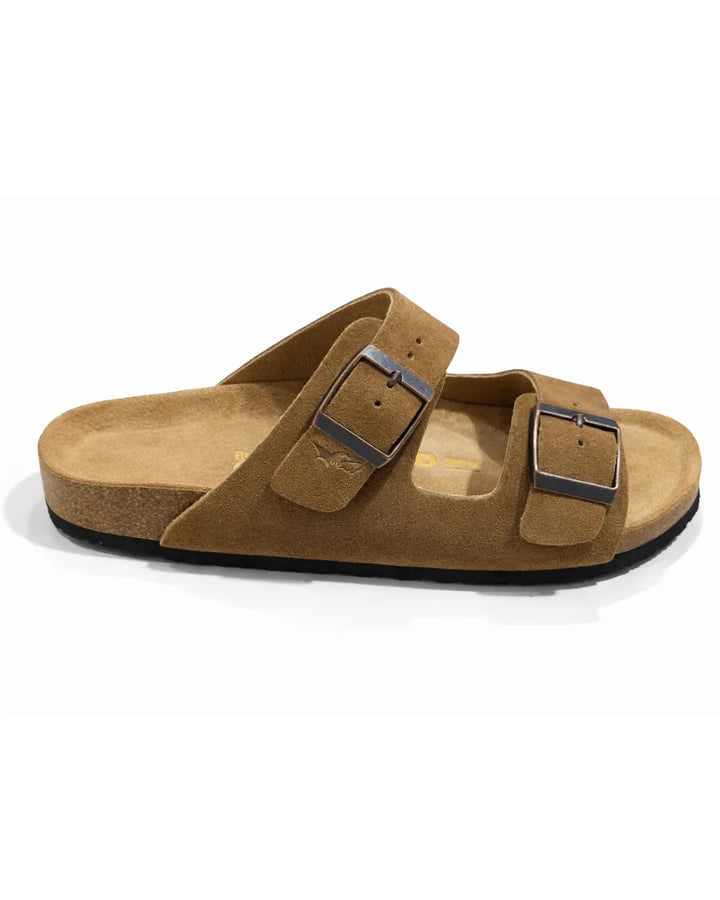 Amalfi Double Strap Suede Leather Sandal - Khaki