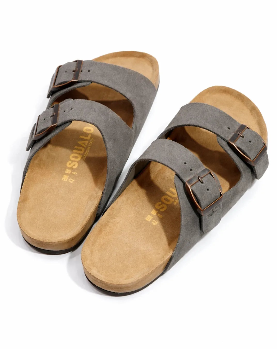 Amalfi Double Strap Suede Leather Sandal - Grey