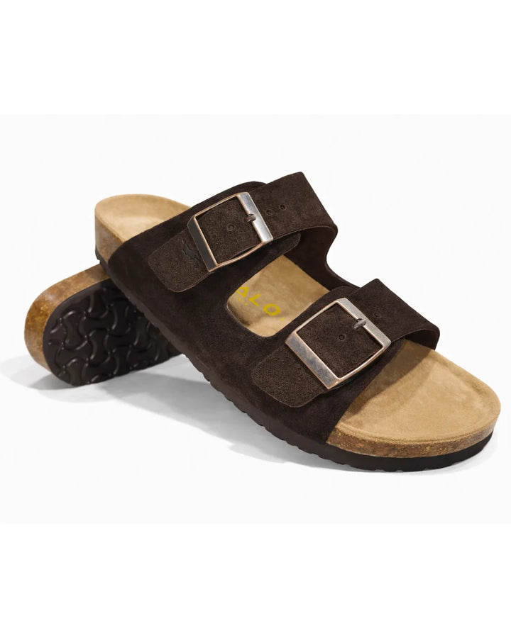 Amalfi Double Strap Suede Leather Sandal - Brown