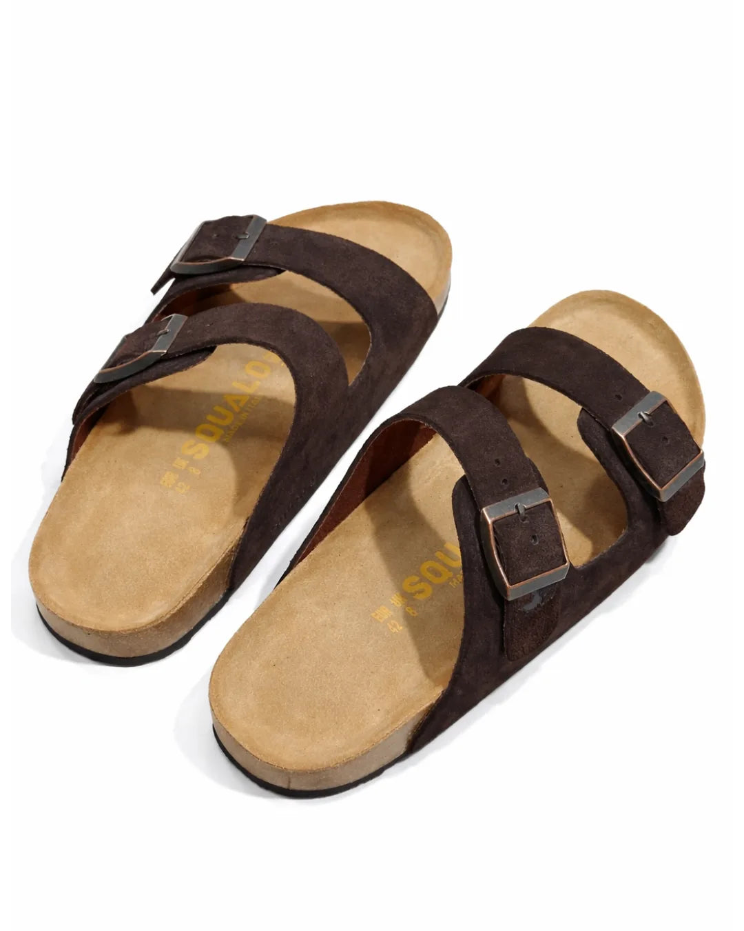 Amalfi Double Strap Suede Leather Sandal - Brown