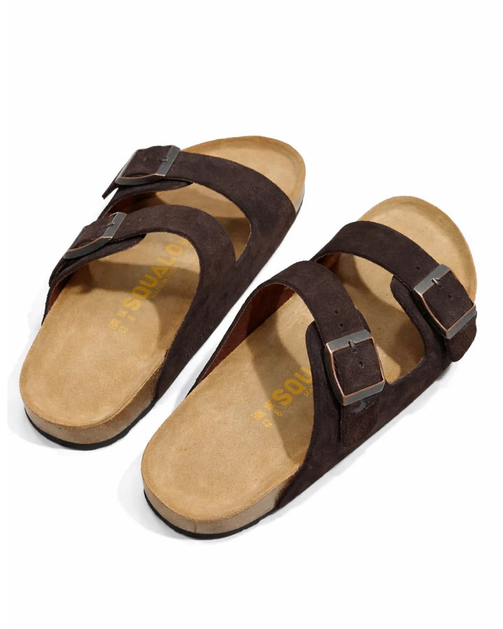 Amalfi Double Strap Suede Leather Sandal - Brown