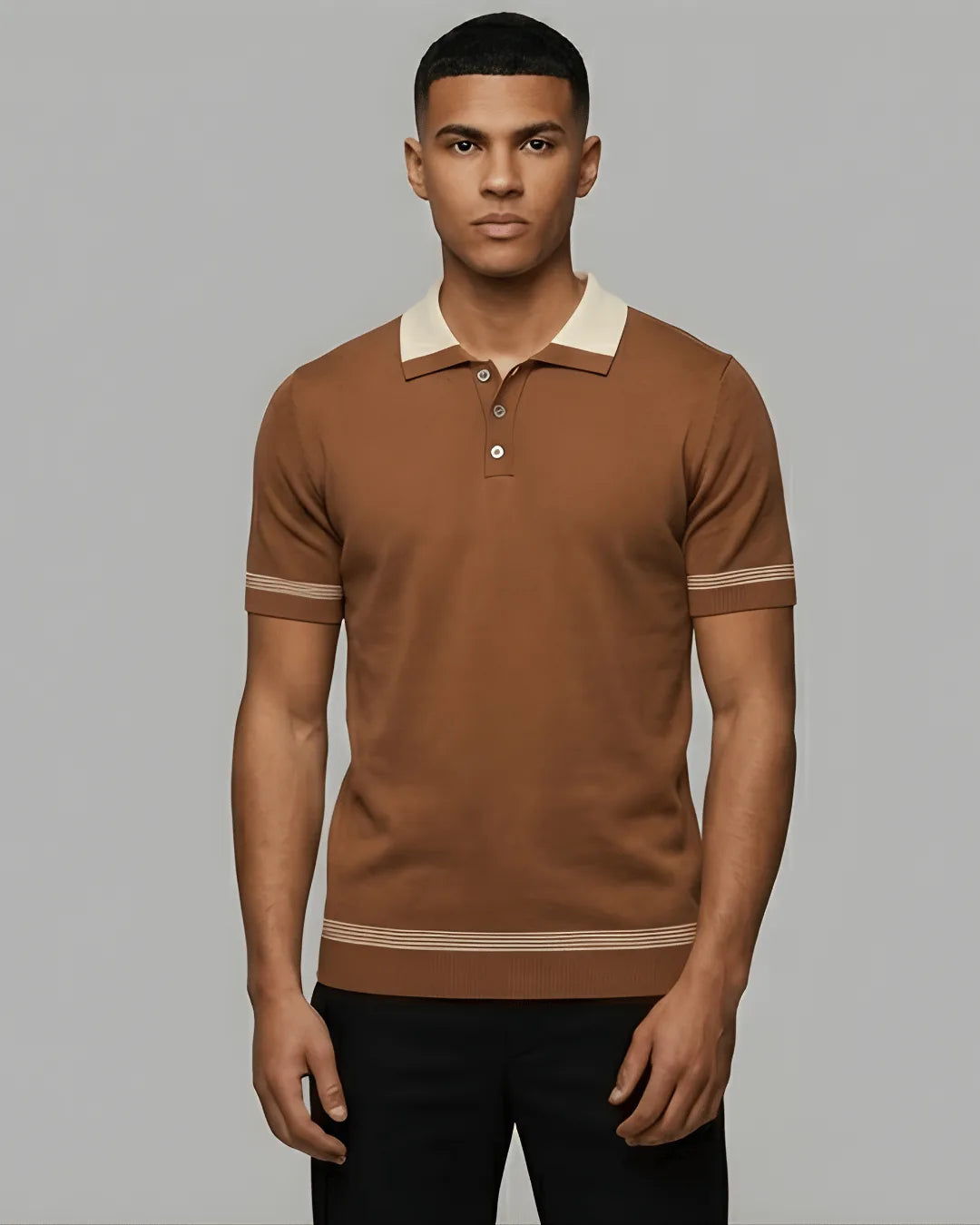 Plain Knit Polo - Cream