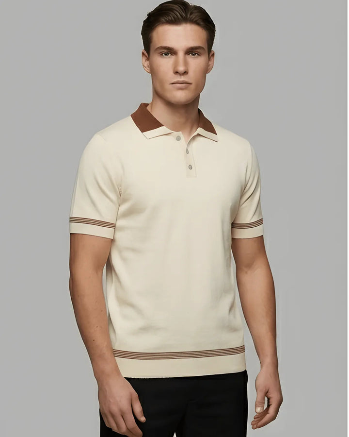 Plain Knit Polo - Cream