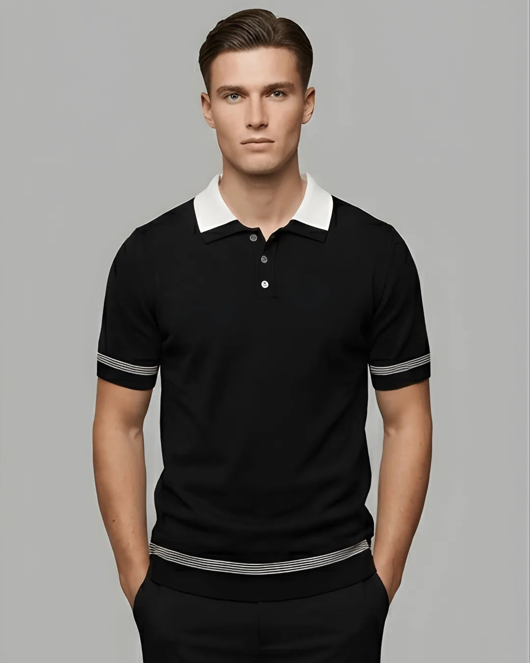 Plain Knit Polo - Cream