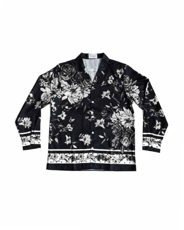 Printed Long Sleeve Shirt - Black