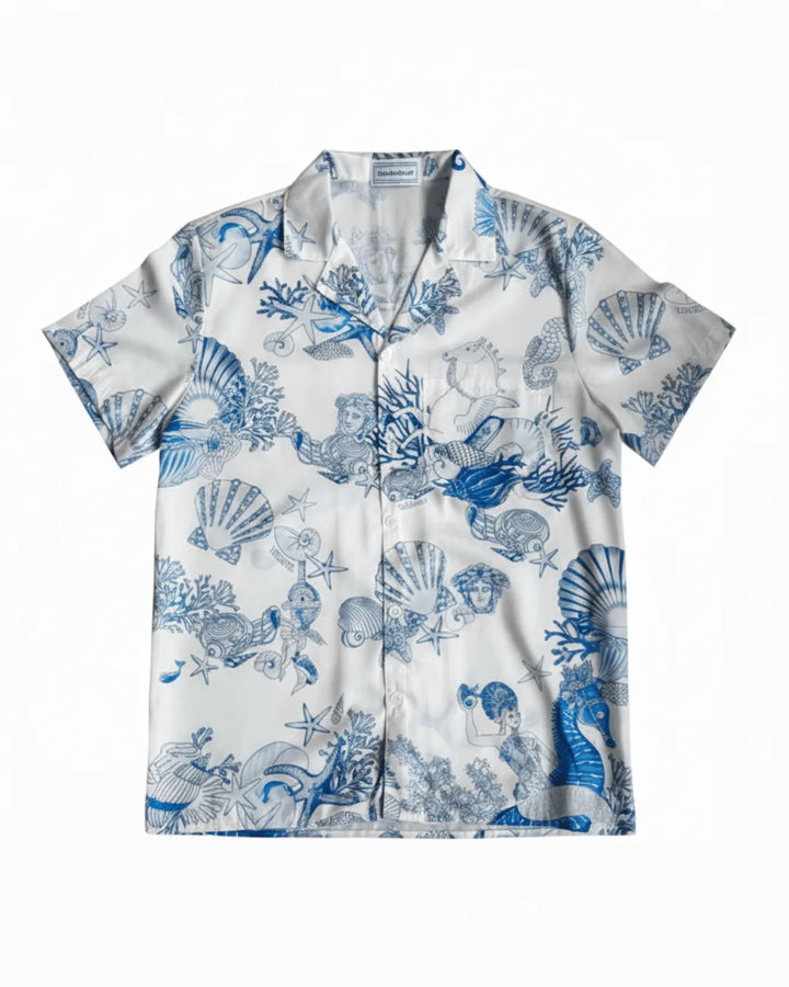 Printed Short Sleeve Shirt - Light Blue