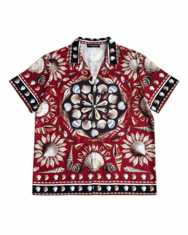Printed Short Sleeve Shirt - Red